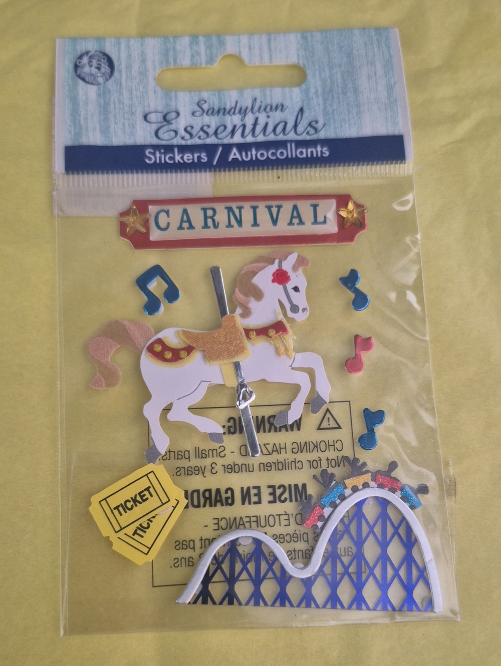 SandyLion Carnival Carousel Horse Sticker Pack — White, Pink & Gold Accents